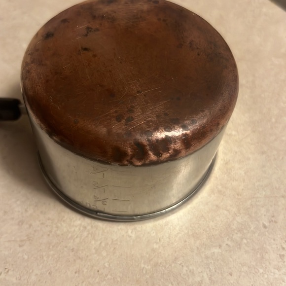 VINTAGE 60s REVERE WARE COPPER BOTTOM 1 CUP MINI SAUCE PAN BUTTER WARMER - Picture 4 of 6
